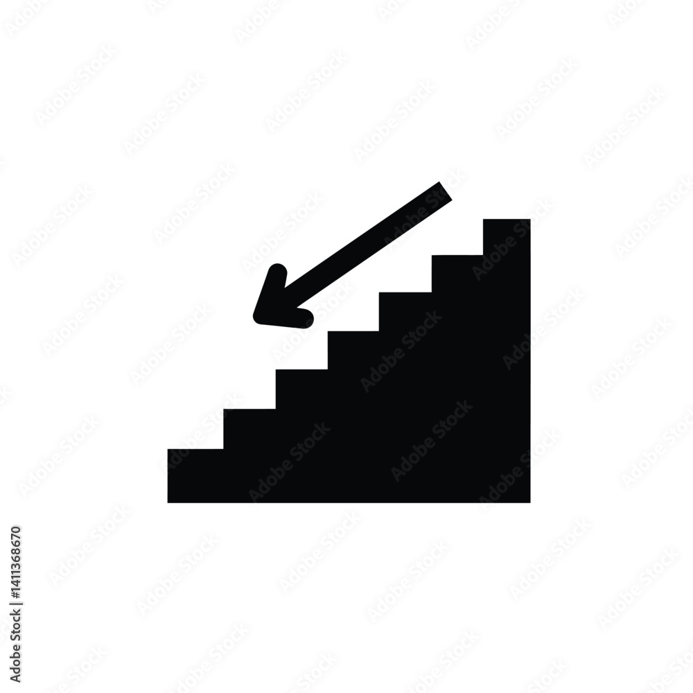 Poster Black Stairs With Arrow Pointing Down Navigation And Symbolism In Design