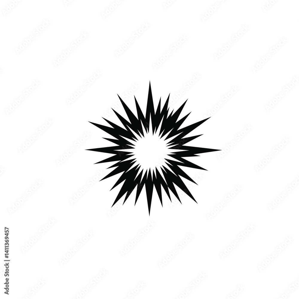 Aufkleber abstract black burst design with sharp edges on a white background