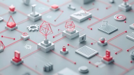 Digital Network Abstract: A modern composition showcasing a dynamic digital network with interconnected elements, offering a glimpse into the complex world of technology and data transfer.