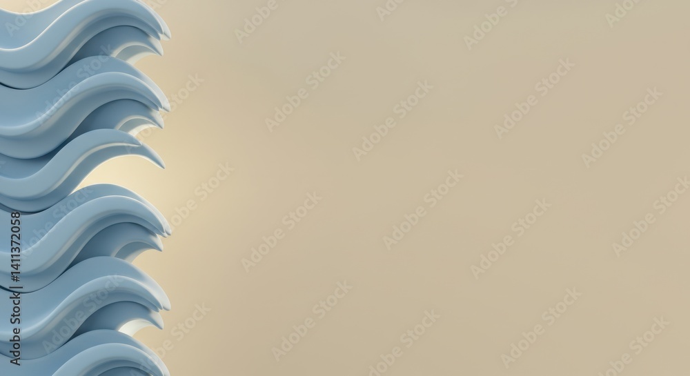 Aufkleber abstract wave pattern design beige and light blue 3d render minimalist background texture