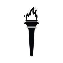 Simple Black Torch Icon With Flame For Symbolism And Vector Illustration