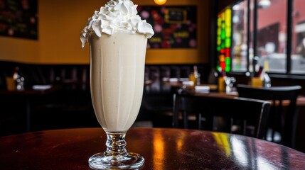Refreshing colorful drink served on a table surrounded by warm natural light and decor