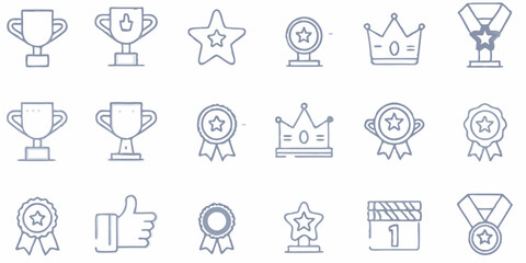 Fototapeta premium Success line icon set. Set of outline icons related to progress, career, growth, profit and others. Success outline icons collection. Vector illustration.