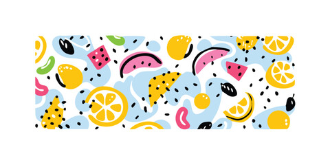Funky Memphis Fruit Pattern – Seamless Juicy Summer Vibes Design