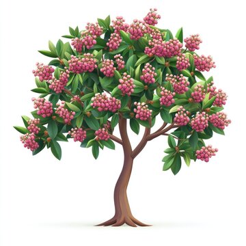 cute cartoon lilly pilly or lilli pilli (Australian) tree isolated on white background