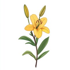 Obraz premium cute cartoon lily flower isolated on white background