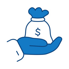 Funding Blue Line Icon. Startup, Success, Growth Editable Stroke Vector Illustration