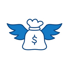 Angel Investor Blue Line Icon. Startup, Success, Growth Editable Stroke Vector Illustration