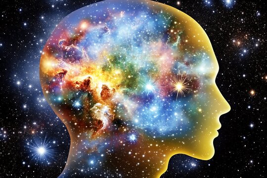 Fototapeta Cosmic mind: a representation of the human brain as the universe.