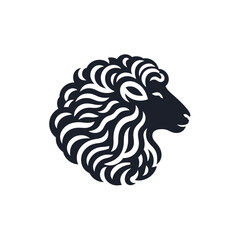 Obraz premium Sheep head silhouette vector, white background, wooly design accent
