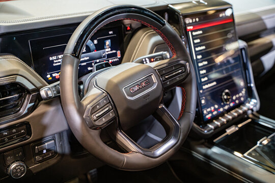 2025 Yukon AT4 Ultimate automobile at the 2025 Canadian International AutoShow. Toronto, Canada - February 19, 2025.
