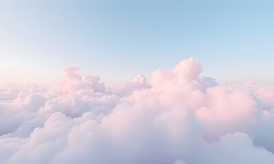 Above pink clouds in blue sky.