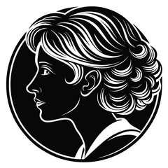 Elegant Black and White Silhouette of a Womans Profile