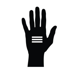 Black Hand With Three Lines Symbolic Gesture Minimalist Flat Design