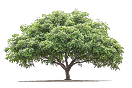 large tree with green leaves stands majestically against transparency background, symbolizing nature beauty and tranquility. Its expansive canopy provides shade and sense of peace