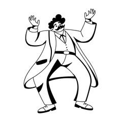 Obraz premium Funny professor dancing illustration in glyph style 