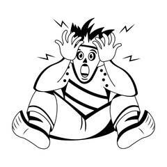 A glyph style illustration of amazed character 
