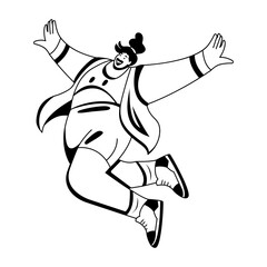 A glyph illustration of funny dancer character 