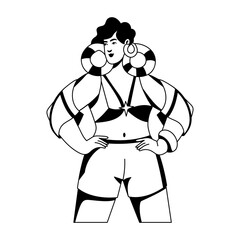 A glyph illustration of a woman wearing funny earrings 
