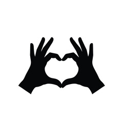 Hands Forming Heart Shape Silhouette On White Background Symbol Of Love
