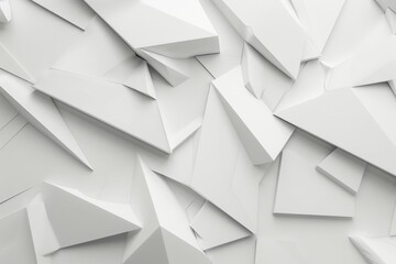 Obraz premium Closeup of geometric shapes, abstract background, A stark white background with sharp, angular shapes