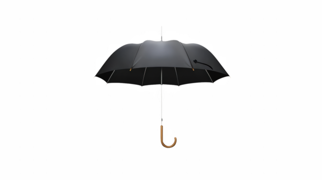 an open umbrella in the dark on a transparent background, PNG image, PNG file, Generative art.