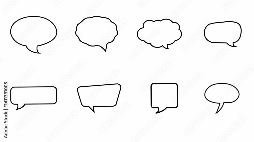 Poster a set of bubble speech empty dialogue background animation, grunge speech bubble dialogue hand drawn