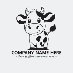 Cow illustration black and white for logo company vector image
