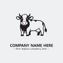 Cow illustration black and white for logo company vector image
