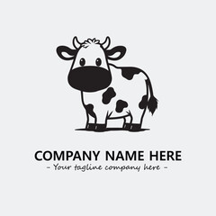 Cow illustration black and white for logo company vector image
