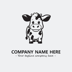 Cow illustration black and white for logo company vector image
