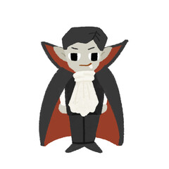 ハロウィンのドラキュラのゆるい可愛いカラー手描きイラスト
