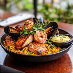 seafood paella with seafood