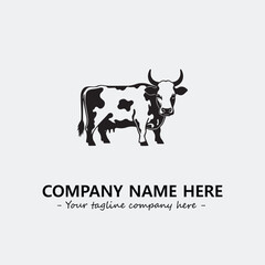 Cow illustration black and white for logo company vector image
