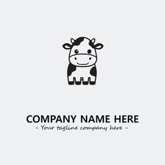 Cow illustration black and white for logo company vector image
