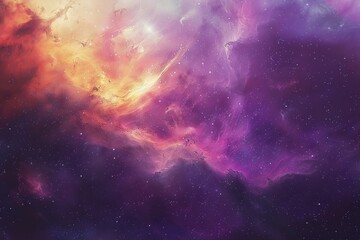 Fototapeta premium A serene nebula with a gentle glow of topaz light, set against a backdrop of twinkling stars, Illustrate a peaceful nebula filled with shimmering gas and dust