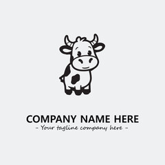 Cow illustration black and white for logo company vector image

