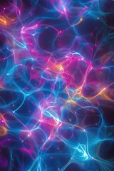 Obraz premium Abstract Neon Energy Flow: Vibrant Hues and Glowing Lines