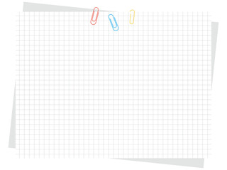 シンプルな方眼紙とクリップの背景イラスト