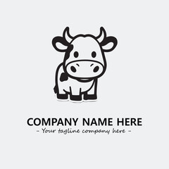 Cow illustration black and white for logo company vector image

