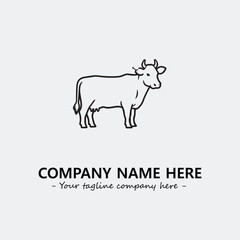 Cow illustration black and white for logo company vector image
