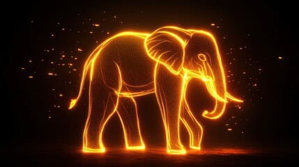 Fototapeta premium Illuminated Elephant Silhouette in Night