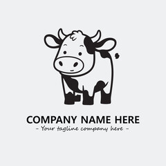 Cow illustration black and white for logo company vector image
