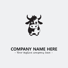 Cow illustration black and white for logo company vector image
