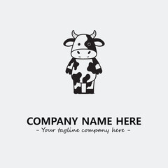 Cow illustration black and white for logo company vector image

