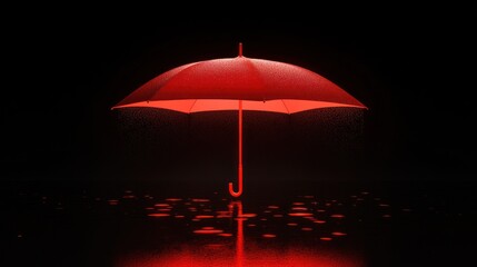 Red umbrella rain night scene