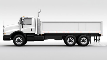 White dump truck on a light gray background