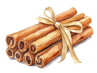 Freshly Bundled Cinnamon Sticks with Elegant Ribbon Decoration