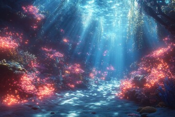 Fototapeta premium Underwater coral reef glowing with vibrant colors