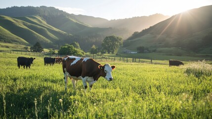 A regenerative farm ecosystem with free-range livestock grazing under a sustainable rotational system,